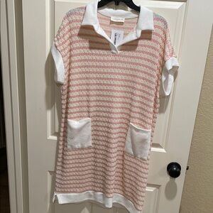 Lovely Melody Pink and White Polo Mini Dress
